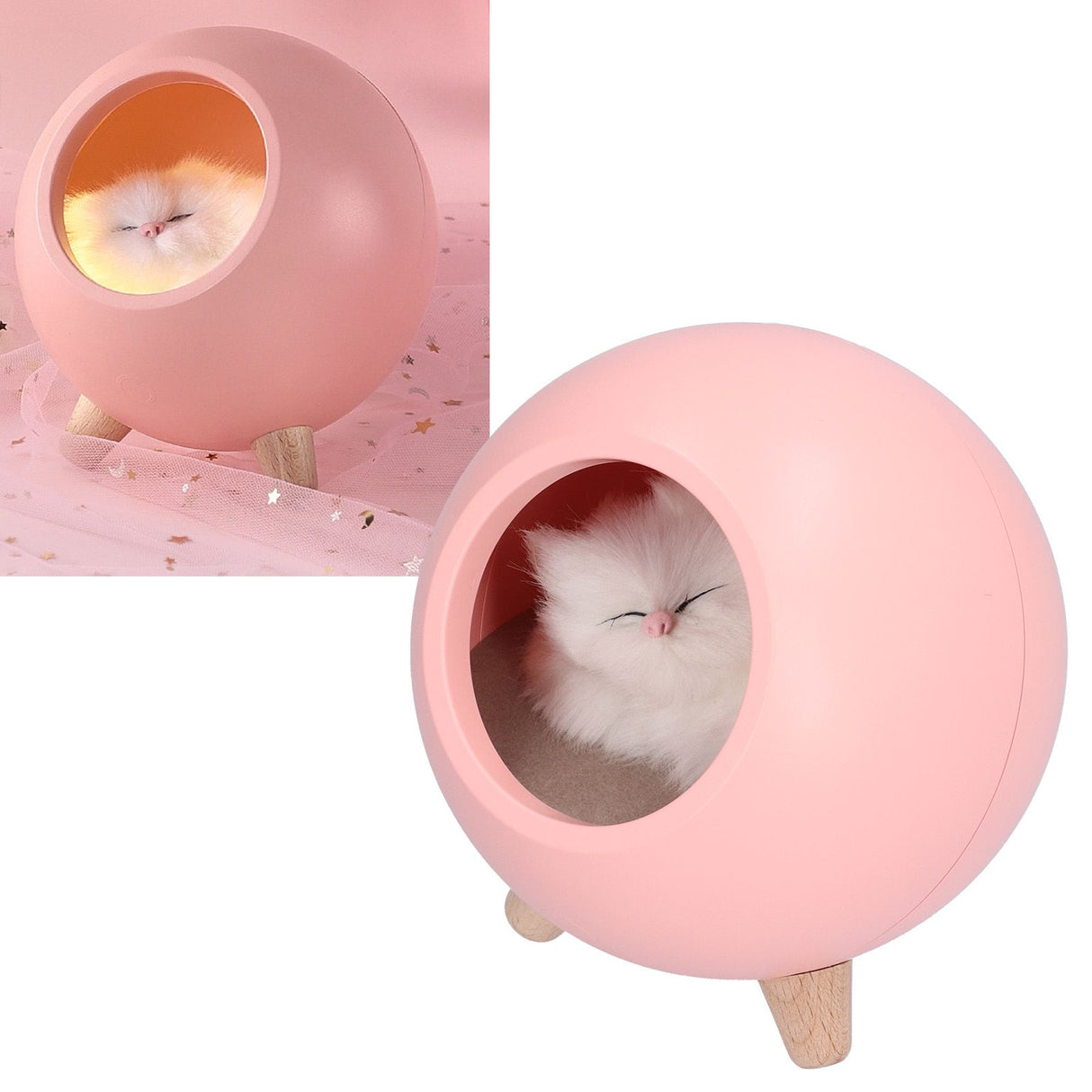 Cute Cat Touch Led Night Light with USB Cable Rechargeable Touch Dimming Cat House LED Night Light for Bedroom