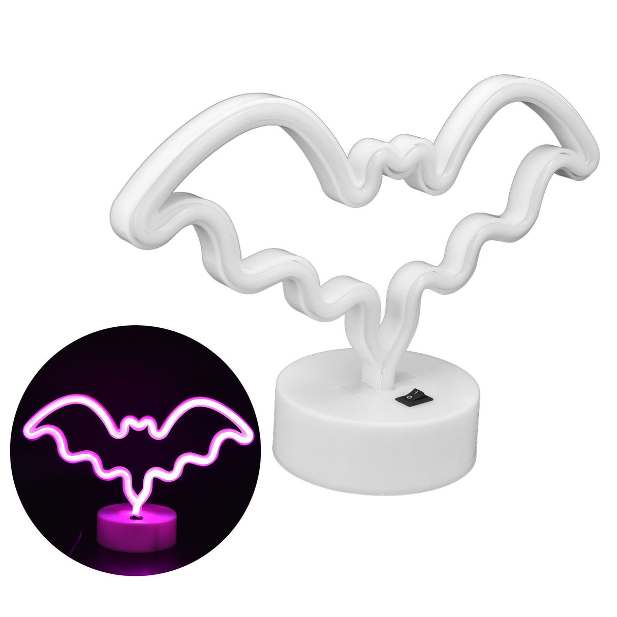 Bat Neon Signs Unique Halloween Neon Lights Decorations with Base USB Or Battery Operated for Bedroom Bar Festival