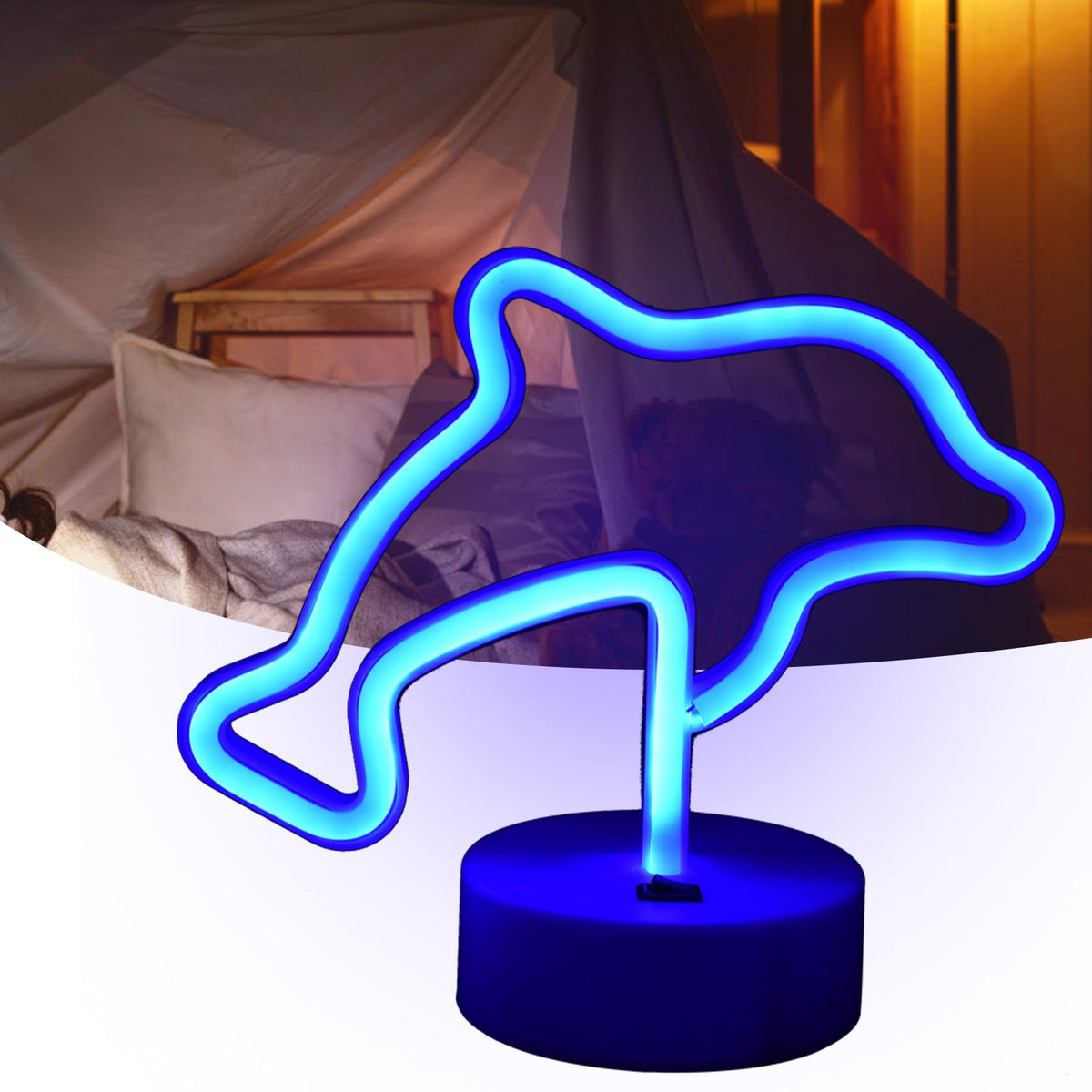 LED Dolphin Neon Light USB Or Battery Powered Unique Room Decoration Accessory with Base