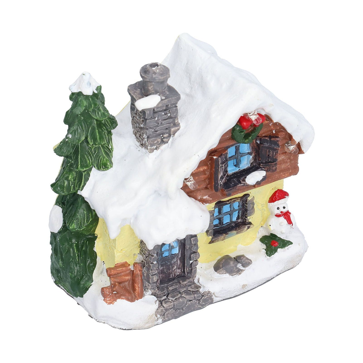 Winter Snow Christmas Houses Miniature Indoor Village Building Santa Houses Decor with Warm LED Light for Home