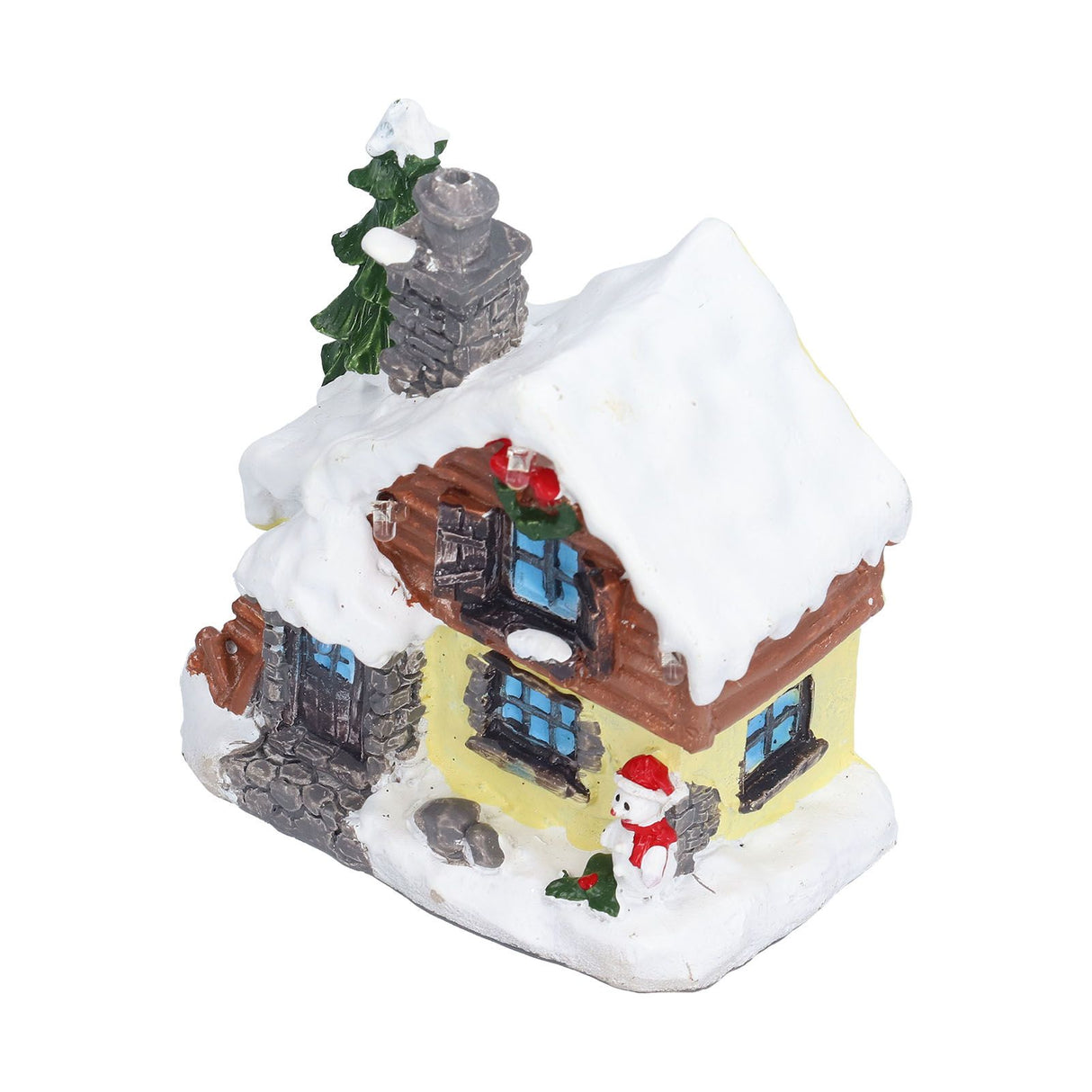 Winter Snow Christmas Houses Miniature Indoor Village Building Santa Houses Decor with Warm LED Light for Home