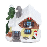 Winter Snow Christmas Houses Miniature Indoor Village Building Santa Houses Decor with Warm LED Light for Home