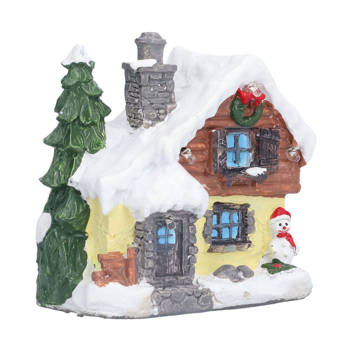 Winter Snow Christmas Houses Miniature Indoor Village Building Santa Houses Decor with Warm LED Light for Home