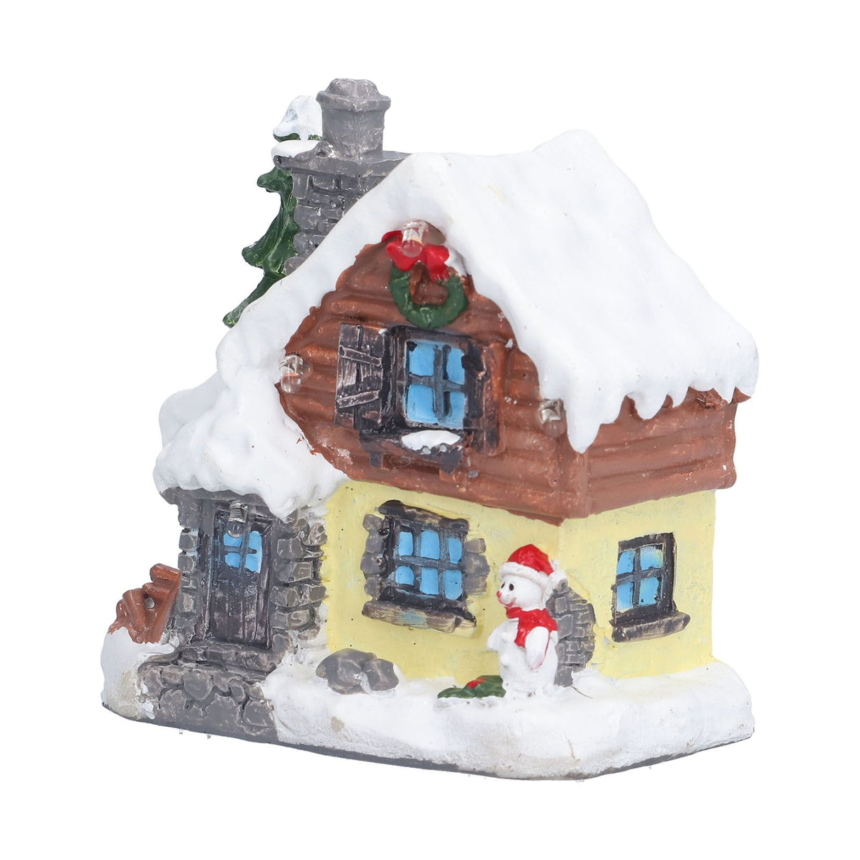 Winter Snow Christmas Houses Miniature Indoor Village Building Santa Houses Decor with Warm LED Light for Home