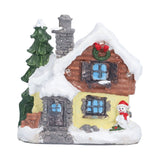 Winter Snow Christmas Houses Miniature Indoor Village Building Santa Houses Decor with Warm LED Light for Home