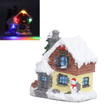Winter Snow Christmas Houses Miniature Indoor Village Building Santa Houses Decor with Warm LED Light for Home