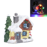Winter Snow Christmas Houses Miniature Indoor Village Building Santa Houses Decor with Warm LED Light for Home