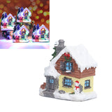Winter Snow Christmas Houses Miniature Indoor Village Building Santa Houses Decor with Warm LED Light for Home
