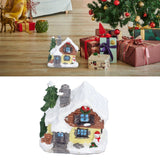 Winter Snow Christmas Houses Miniature Indoor Village Building Santa Houses Decor with Warm LED Light for Home