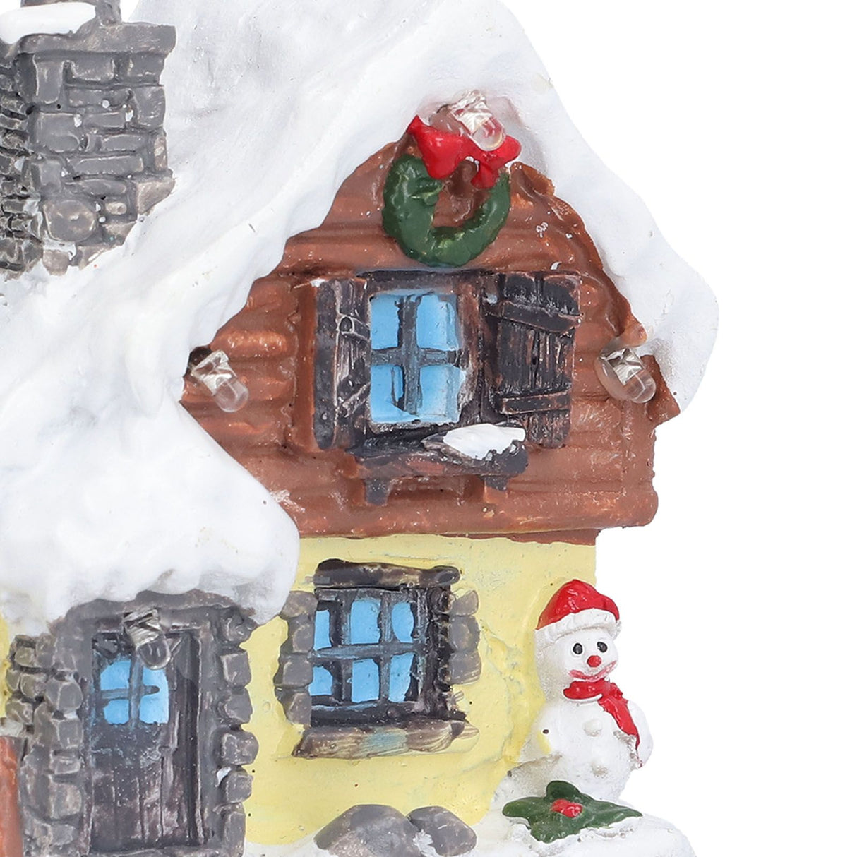 Winter Snow Christmas Houses Miniature Indoor Village Building Santa Houses Decor with Warm LED Light for Home