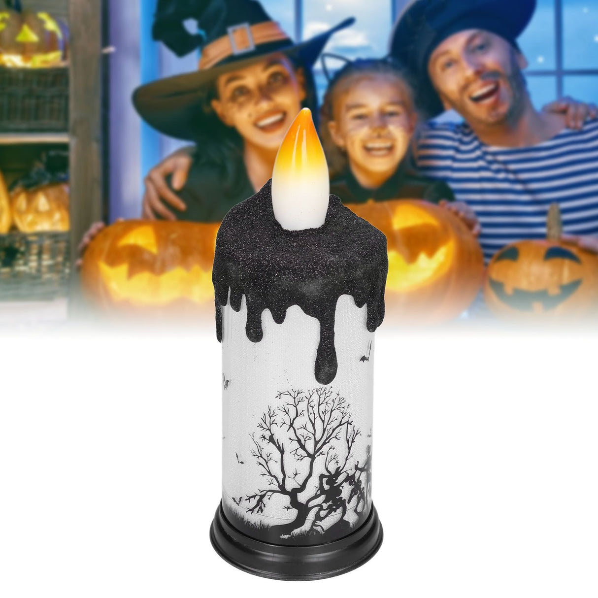 Halloween Snow Globe Candles Light LED Terrorist Decoration Electronic Candle Lamp for Party HolidayDancing Skeleton