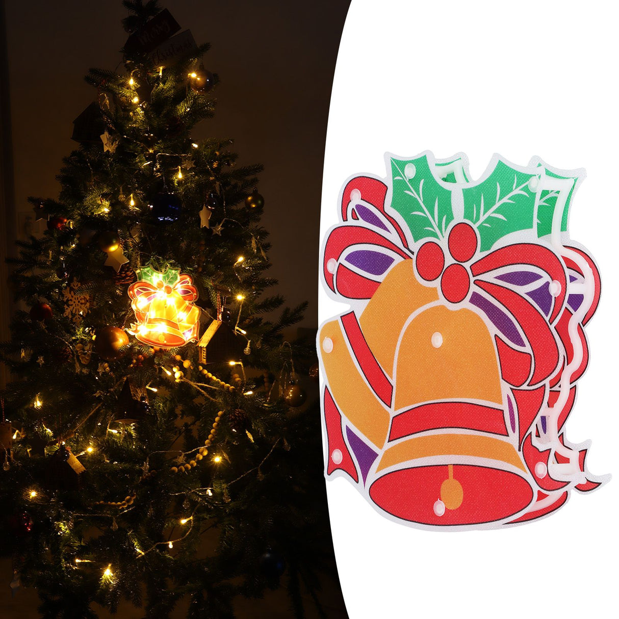 LED Christmas Decoration Lights Battery Powered Window Hanging Decor with Suction Cup for Christmas Party
