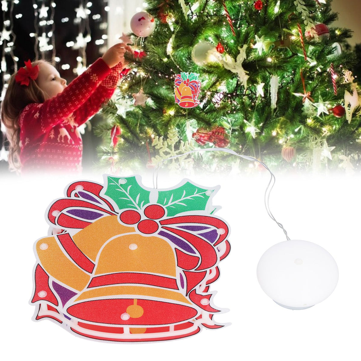 LED Christmas Decoration Lights Battery Powered Window Hanging Decor with Suction Cup for Christmas Party