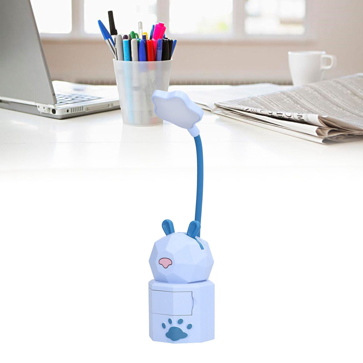 LED Desk Lamp Cartoon Desk Light USB Charging Warm White Light Easy to Operate Student Dormitory Reading Night LightBlue
