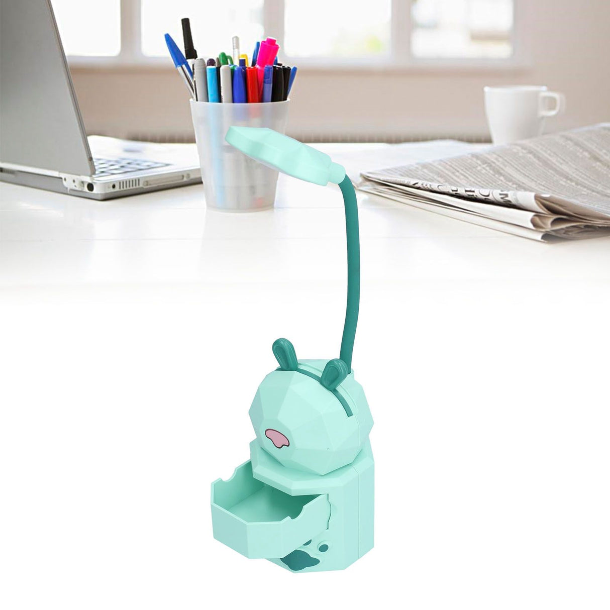 LED Desk Lamp Cartoon Desk Light USB Charging Warm White Light Easy to Operate Student Dormitory Reading Night LightGreen