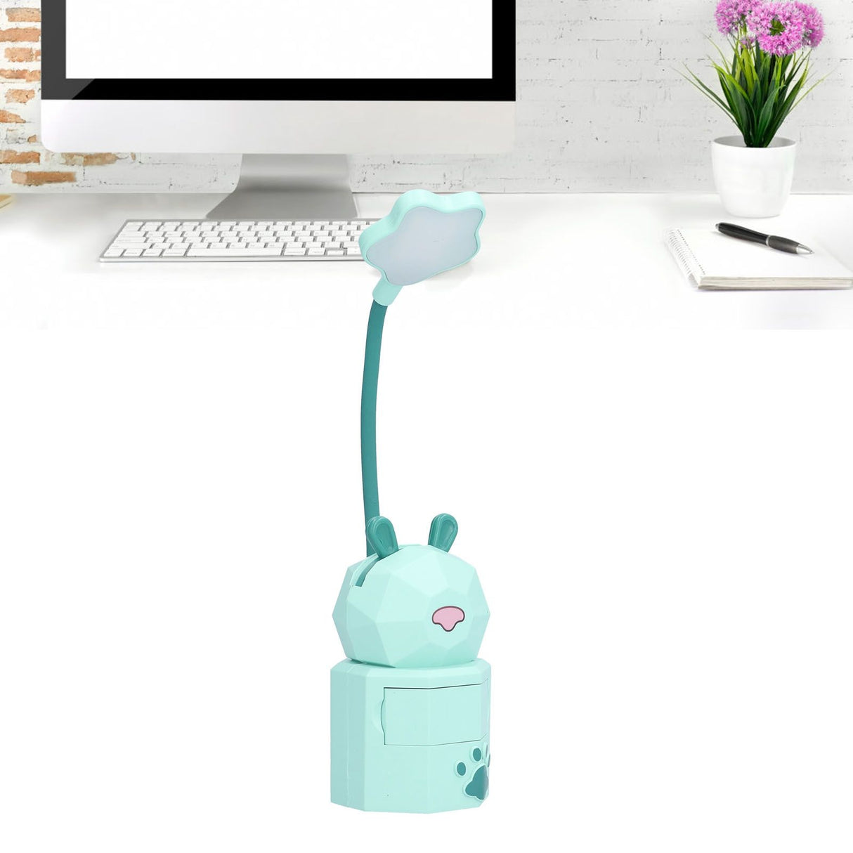 LED Desk Lamp Cartoon Desk Light USB Charging Warm White Light Easy to Operate Student Dormitory Reading Night LightGreen