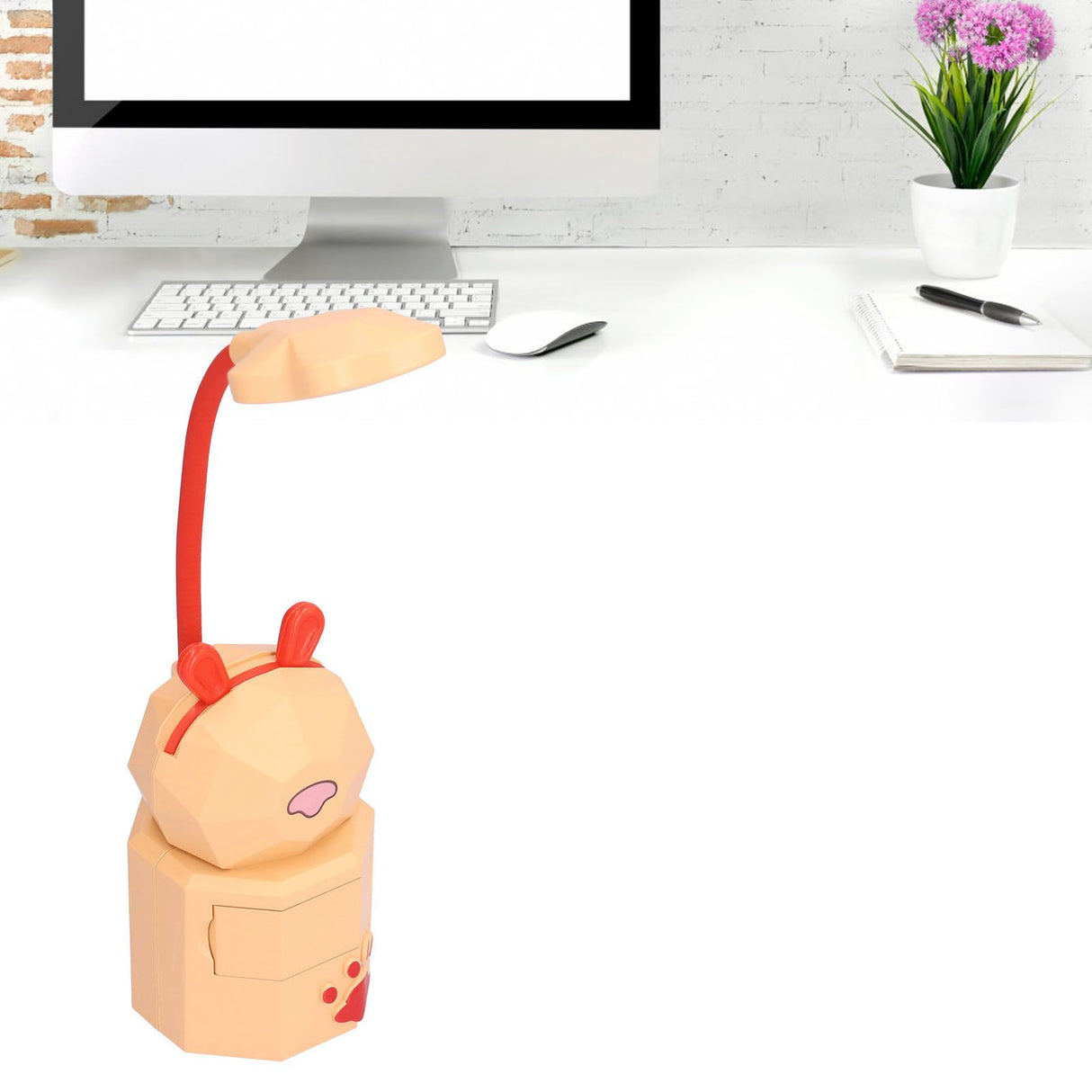 LED Desk Lamp Cartoon Desk Light USB Charging Warm White Light Easy to Operate Student Dormitory Reading Night LightYellow