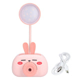 LED Folding Desk Lamp Cartoon Animal Multifunction Table Lamp Pen Holder Pencil Sharpener for Home OfficePink
