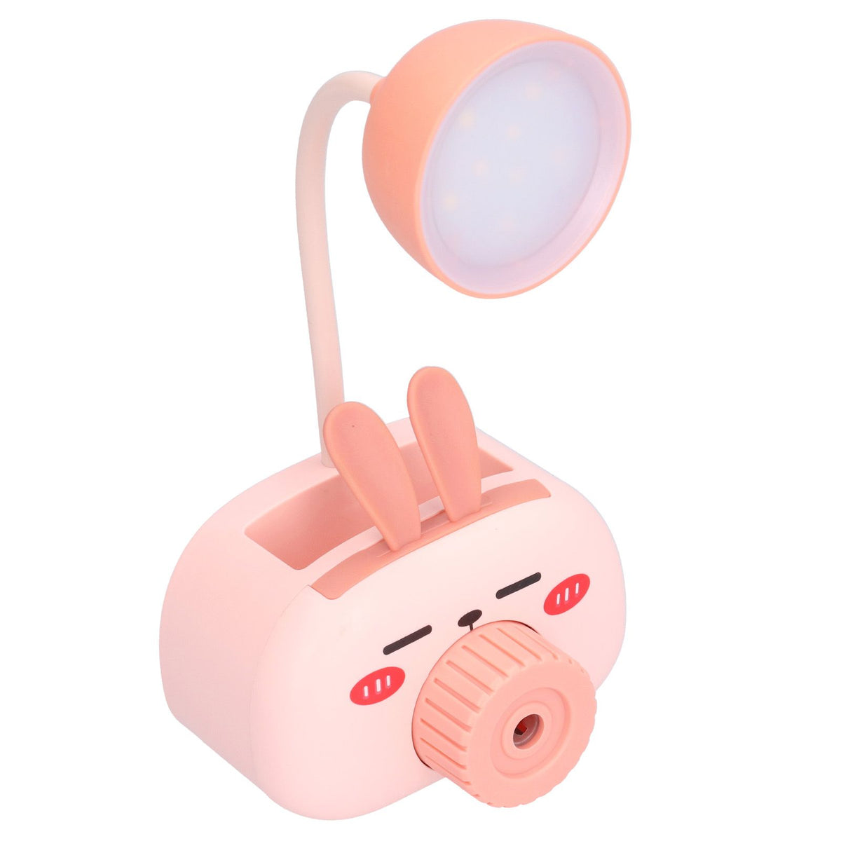 LED Folding Desk Lamp Cartoon Animal Multifunction Table Lamp Pen Holder Pencil Sharpener for Home OfficePink