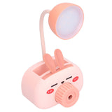LED Folding Desk Lamp Cartoon Animal Multifunction Table Lamp Pen Holder Pencil Sharpener for Home OfficePink - Rear View