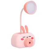 LED Folding Desk Lamp Cartoon Animal Multifunction Table Lamp Pen Holder Pencil Sharpener for Home OfficePink