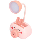 LED Folding Desk Lamp Cartoon Animal Multifunction Table Lamp Pen Holder Pencil Sharpener for Home OfficePink