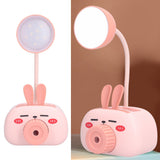 LED Folding Desk Lamp Cartoon Animal Multifunction Table Lamp Pen Holder Pencil Sharpener for Home OfficePink - Extra Image