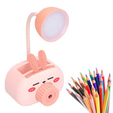 LED Folding Desk Lamp Cartoon Animal Multifunction Table Lamp Pen Holder Pencil Sharpener for Home OfficePink - Extra Image