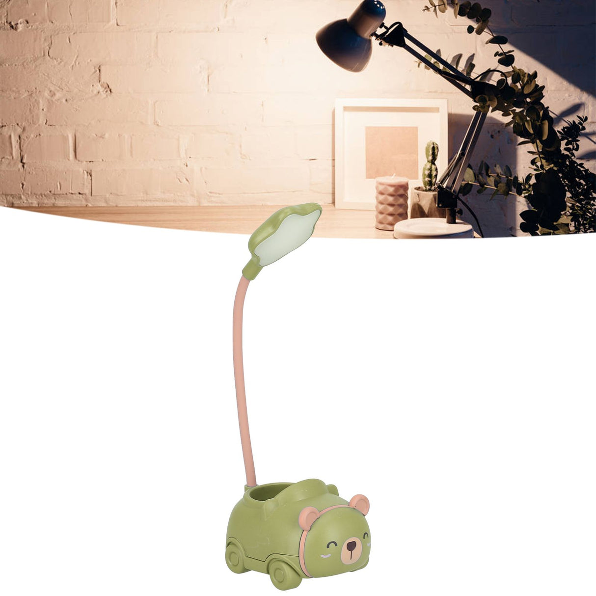 LED Desk Lamp Foldable 360° Adjustment Eye Protection Reading Charging Table LampGreen