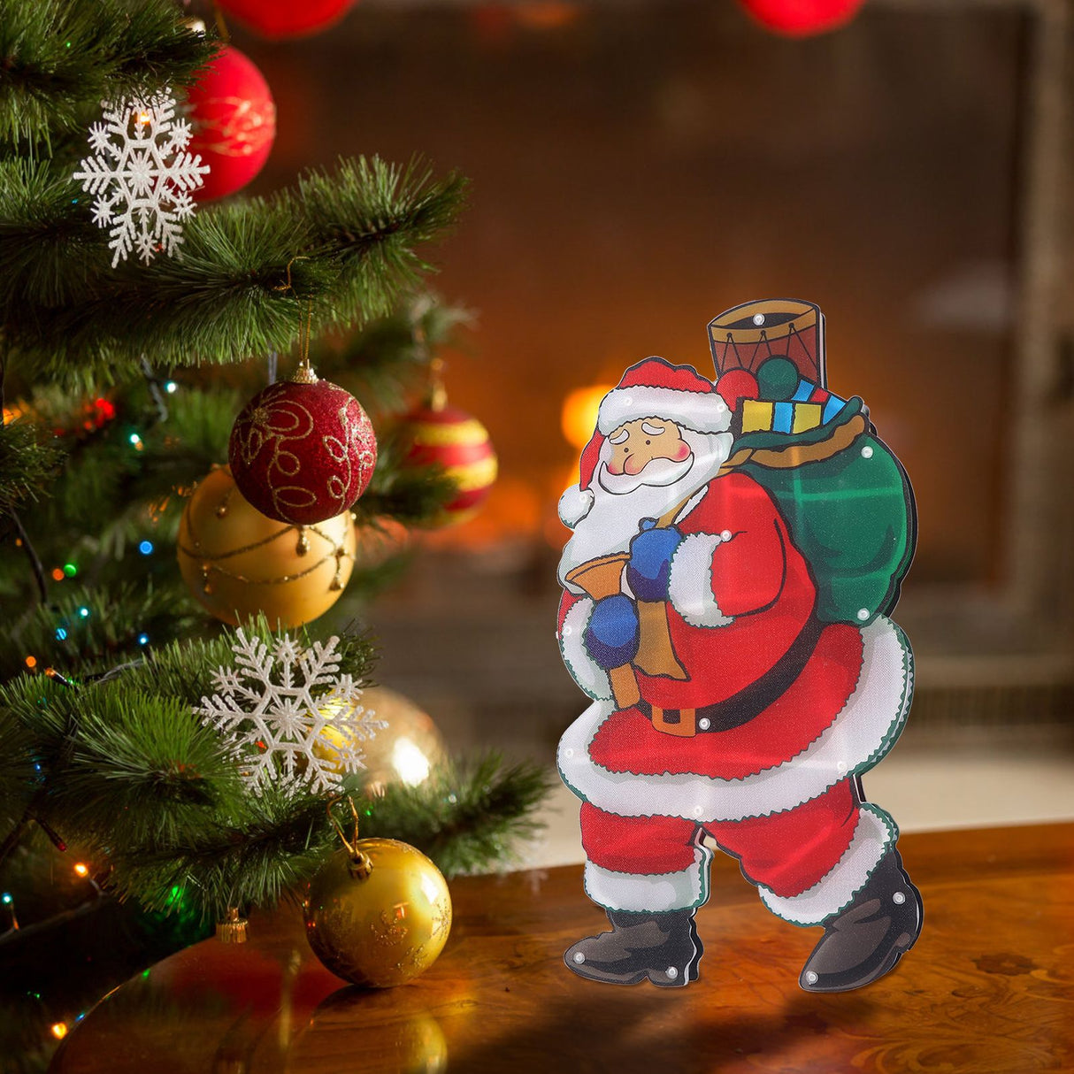 LED Santa Decoration Lights Window Battery Powered LED Christmas Cup Pendant Lights with Suction Cup