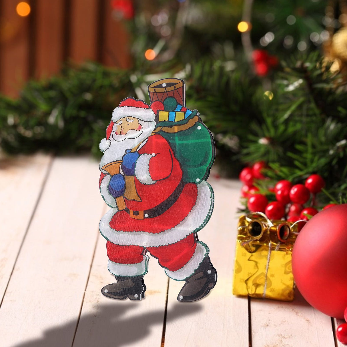 LED Santa Decoration Lights Window Battery Powered LED Christmas Cup Pendant Lights with Suction Cup