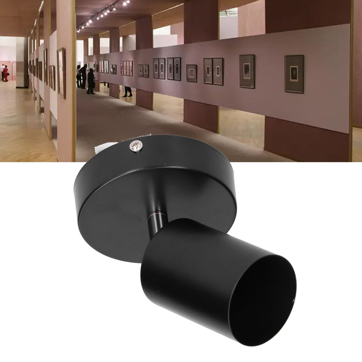 GU10 Spotlight Base Single Head Wrought Iron Adjustable Track Light Holder for Bedroom Shopping Mall 85‑265VBlack