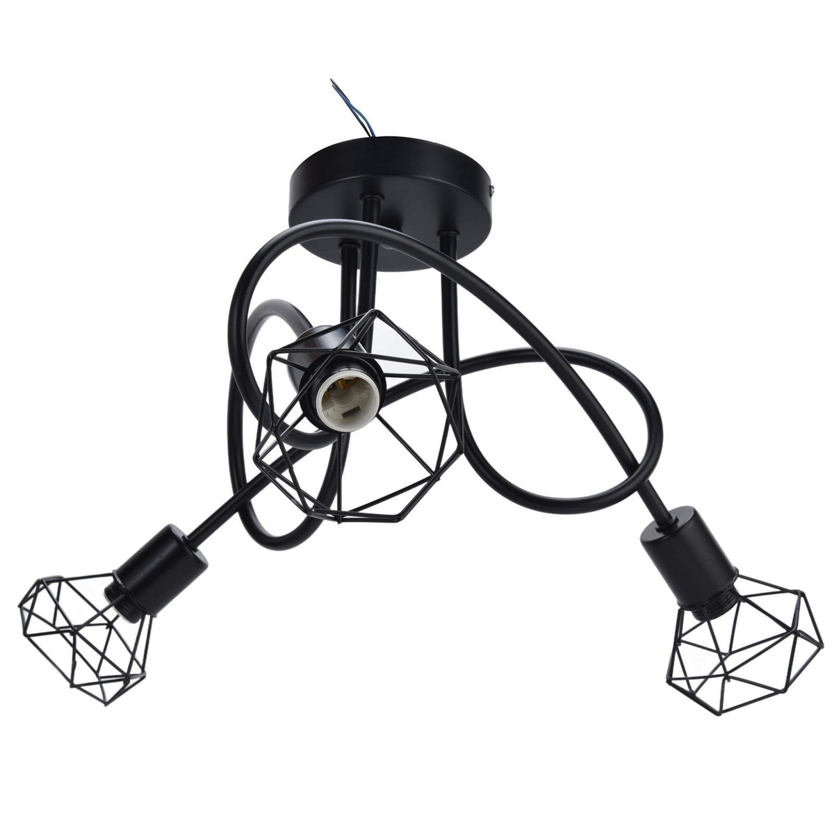 3 Heads Pendant Light Hollow Iron Ceiling Lamp Base for Bedroom Dining Room Living Room for E14 Bulb 85‑265V
