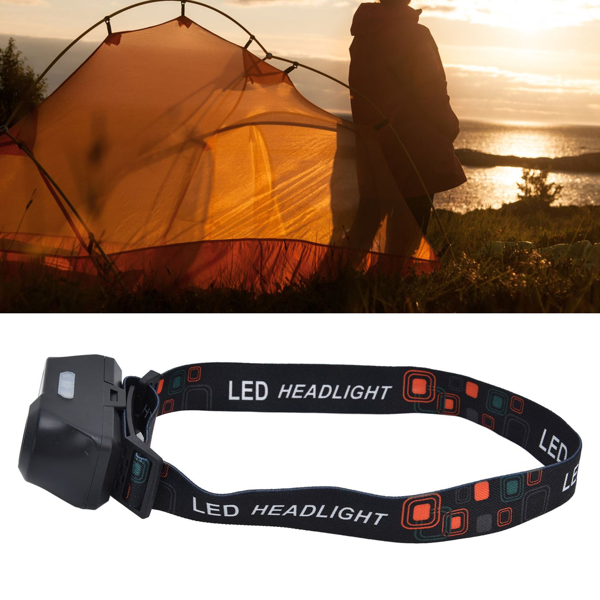 LED Headlamp USB Rechargeable Mini Adjustable Head Flashlight for Camping Hiking Outdoor