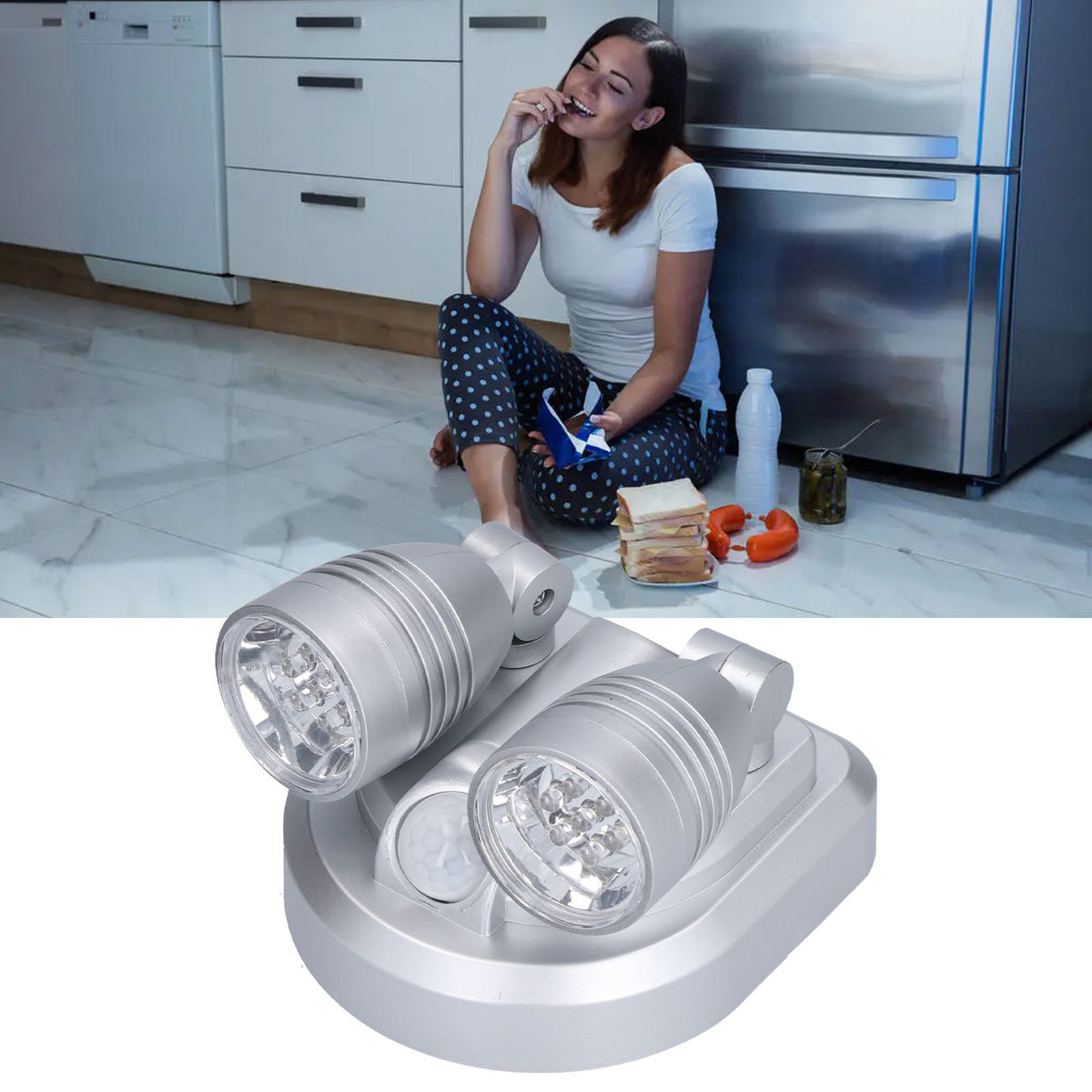 Adjustable Sensor Light Double Head Infrared Induction Motion Sensor Lamp LED Night Light