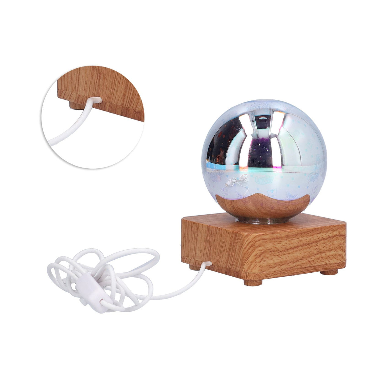 LED Night Light USB Interface Glass Ball Projection Lamp RGB Table Decoration for Home