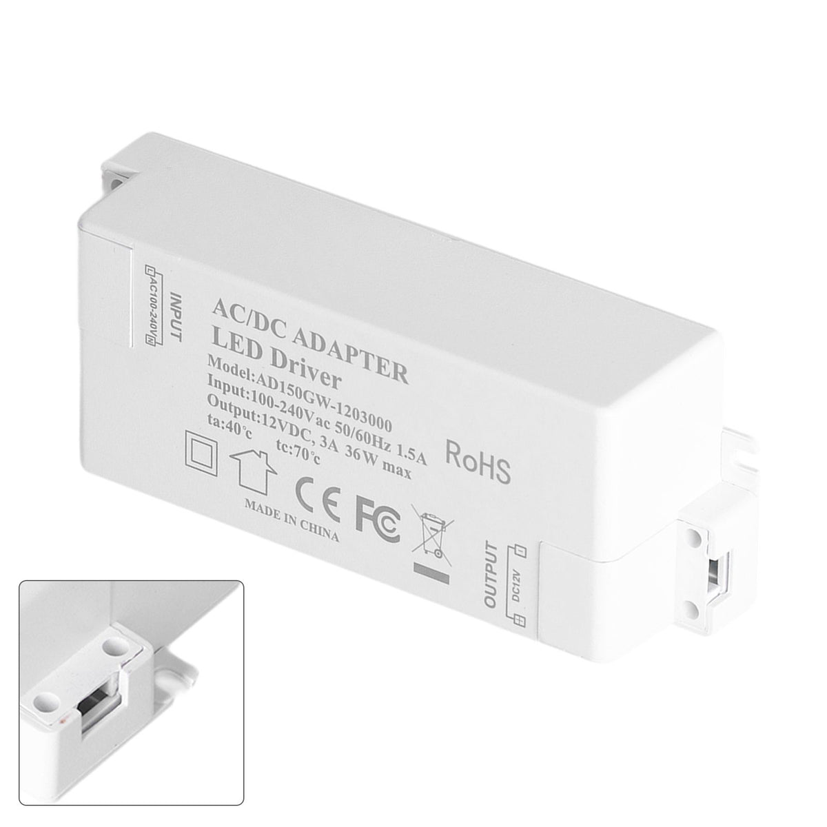 36W LED Driver Input AC100-240V Output DC12V 3A DIY Indoor Lamp Driver Transformer for G4 MR11 MR16