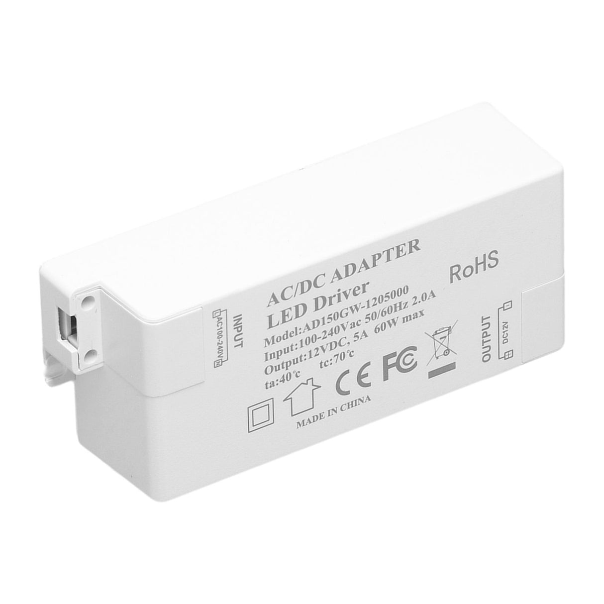 60W LED Driver Transformer Input AC100‑240V Output DC12V 5A DIY Lamp Drive Power Supply Accessory