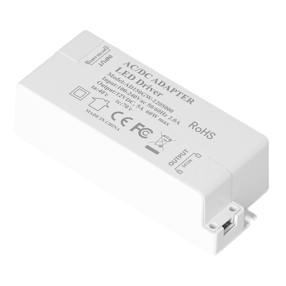 60W LED Driver Transformer Input AC100‑240V Output DC12V 5A DIY Lamp Drive Power Supply Accessory
