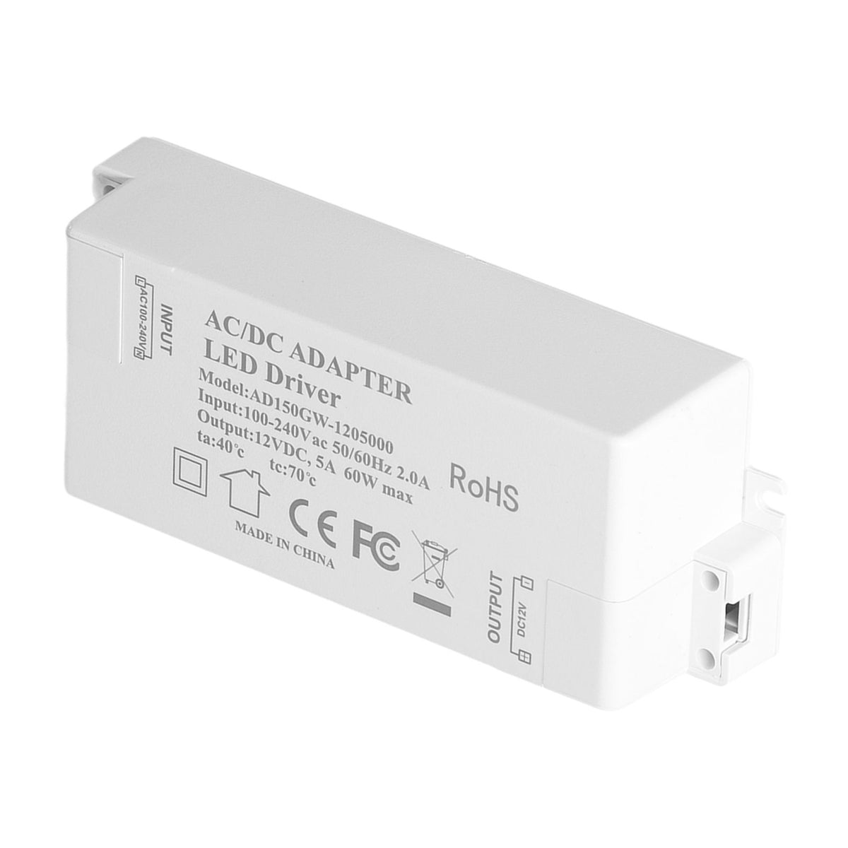 60W LED Driver Transformer Input AC100‑240V Output DC12V 5A DIY Lamp Drive Power Supply Accessory
