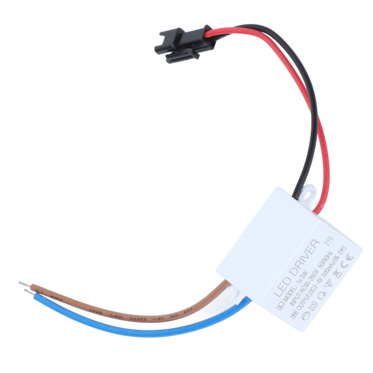 500mA 1X3W LED Driver Power Supply Driver Connector LED Lamp Transformer Input AC95‑265V Output 2‑4VDC