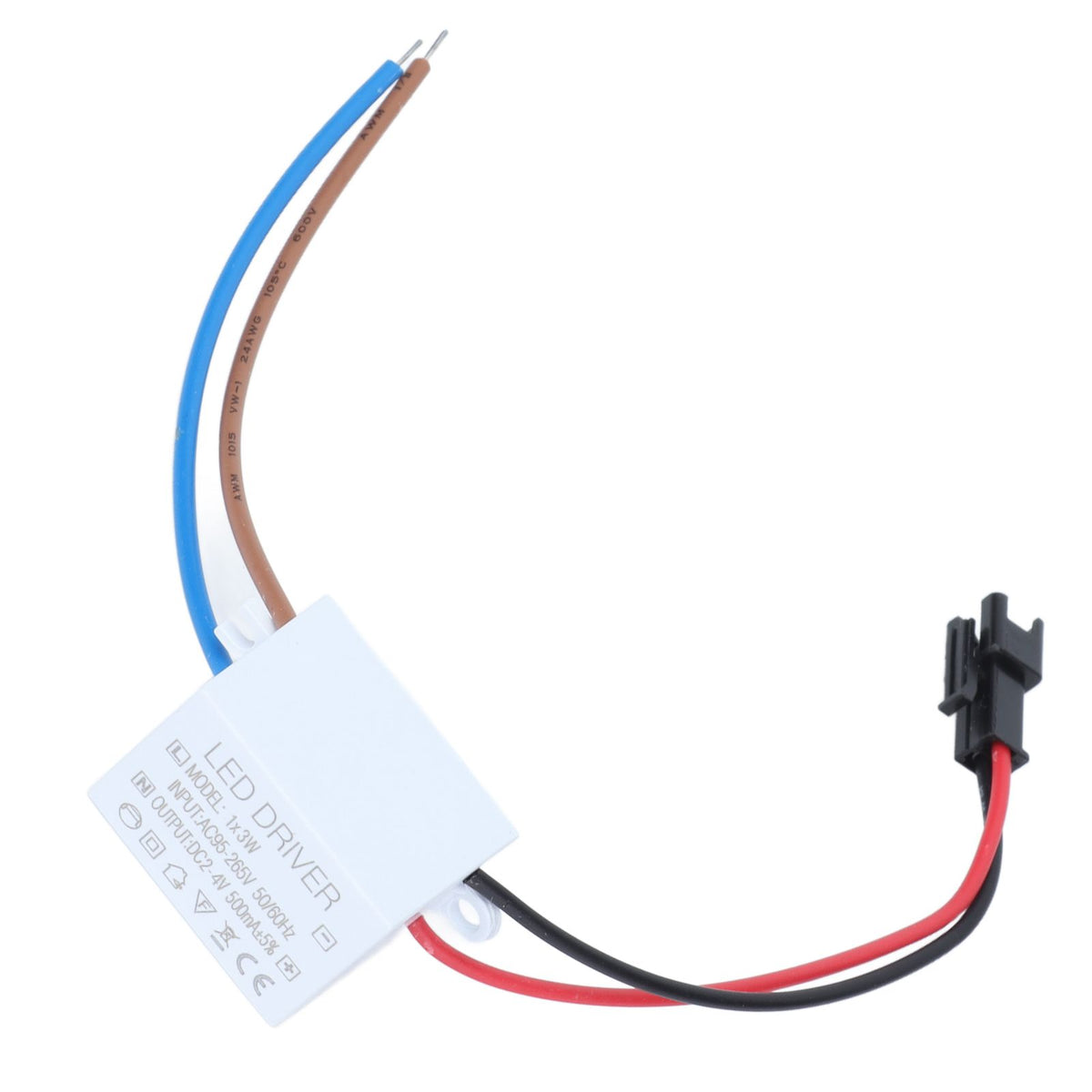 500mA 1X3W LED Driver Power Supply Driver Connector LED Lamp Transformer Input AC95‑265V Output 2‑4VDC