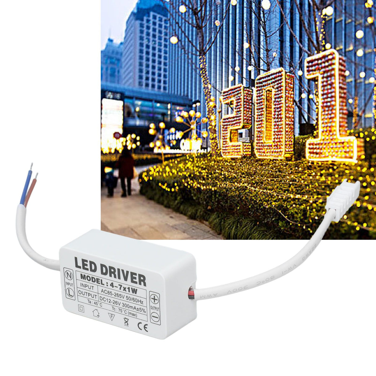 4‑7X1W LED Driver Constant Current 300mA Input AC85‑265V Output DC12‑26V Power Supply Transformer