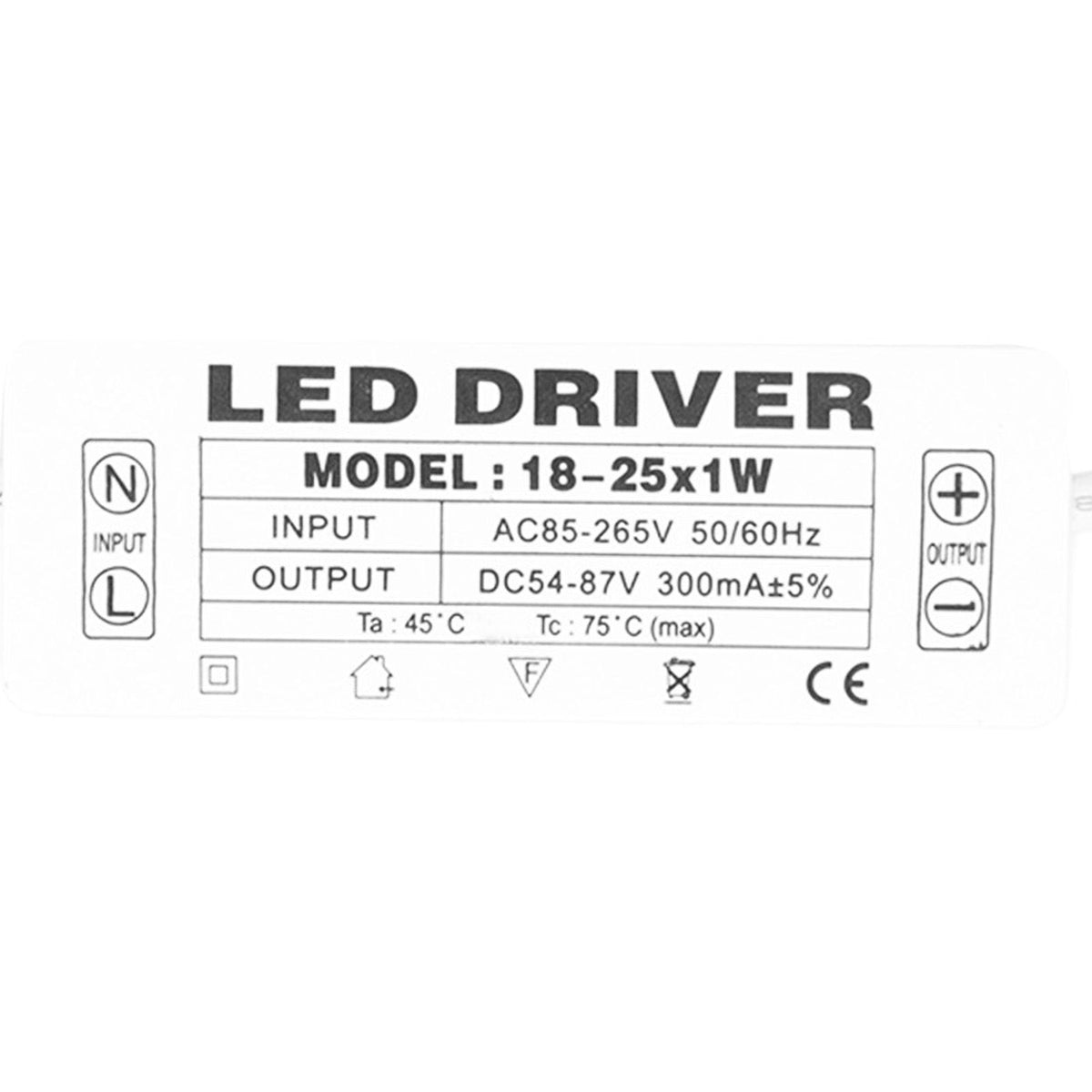 18‑25X1W LED Driver Constant Current 300mA Input AC85‑265V Output 54‑87VDC LED Driver Transformer