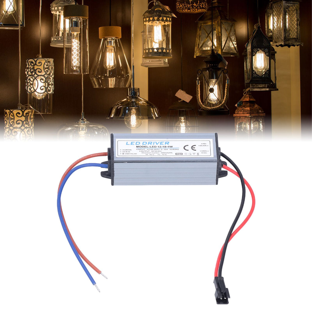 12‑18X1W 300mA LED Driver AC95‑265V/DC36‑63V Waterproof LED Power Driver for LED Light Strips