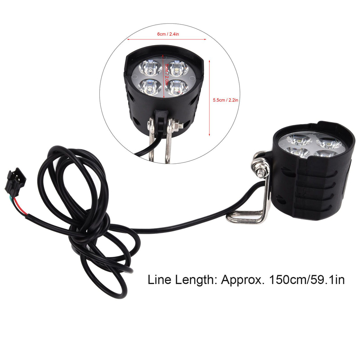 LED Headlights 2 in 1 Motorbike Horn Front Light for Scooter Electric Car Motorcycle 12-80V
