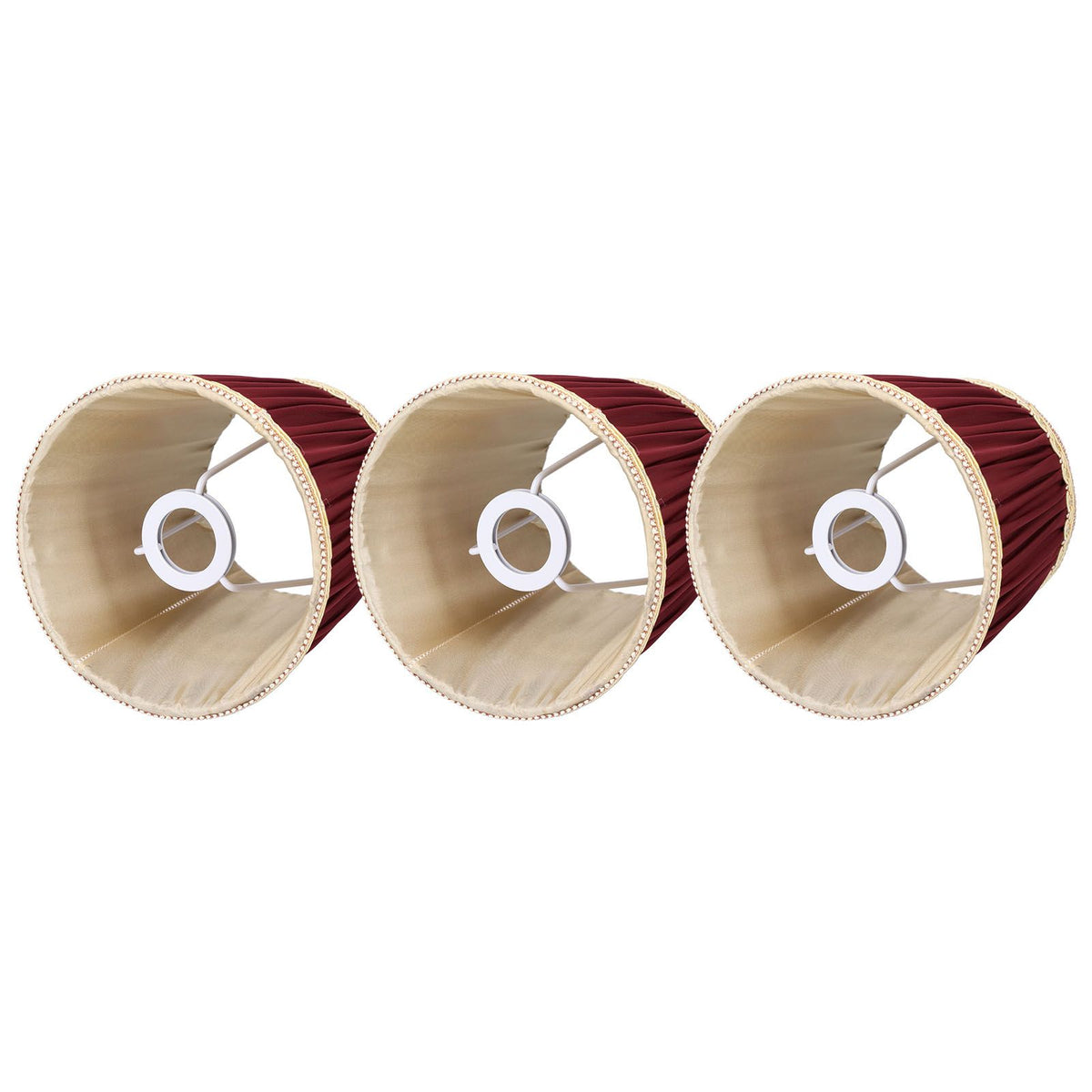 3pcs E14 Fabric Lamp Shade Wine Red Modern Clip On Lampshade for Home Wall Candle Table Lamps