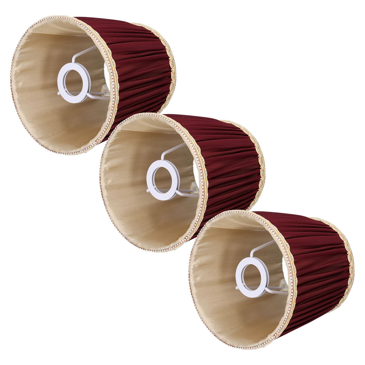 3pcs E14 Fabric Lamp Shade Wine Red Modern Clip On Lampshade for Home Wall Candle Table Lamps