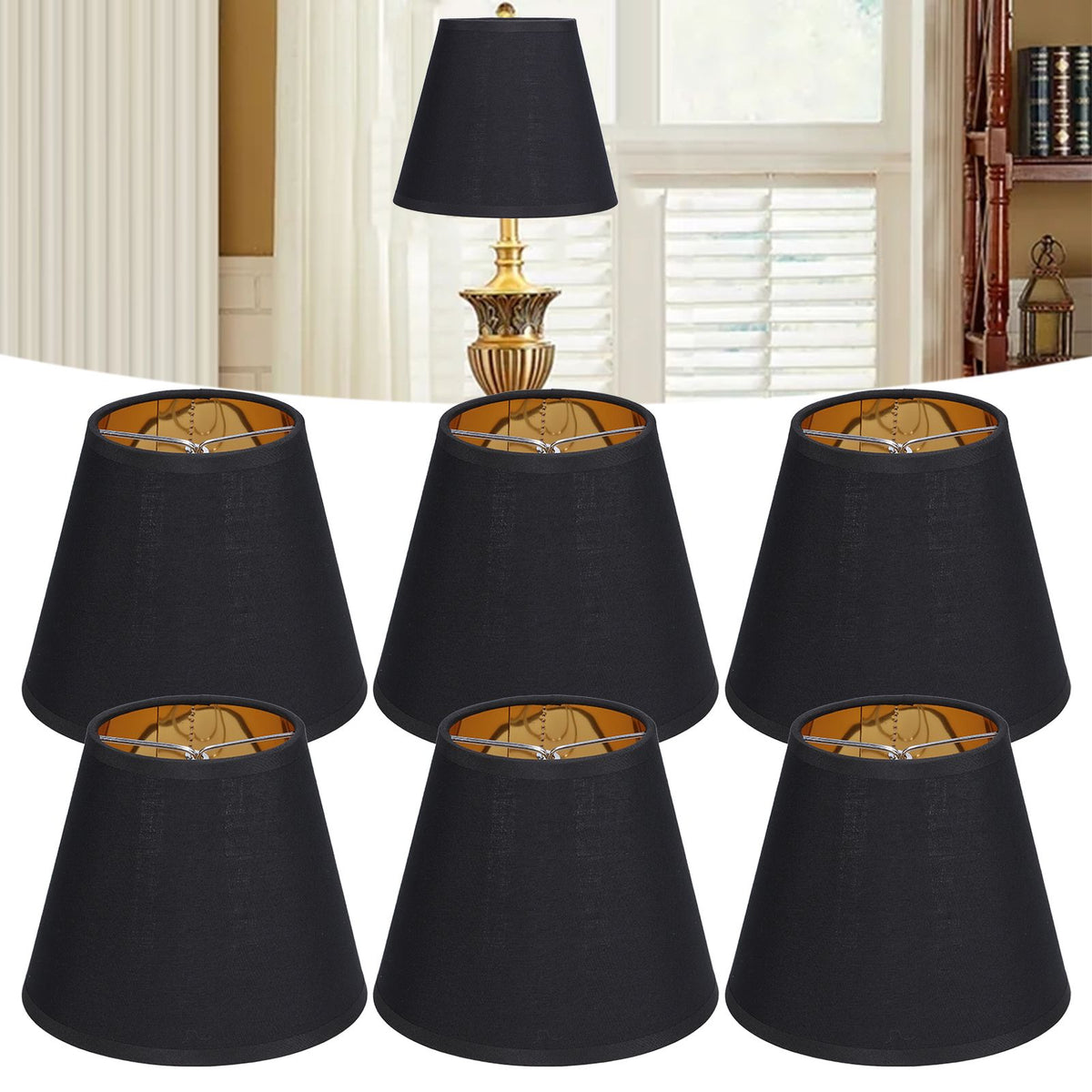 6pcs Lamp Shades Fabric Exquisite Fashion Decorative Chandelier Shades for Candle Light Desk Lamp Crystal Chandelier