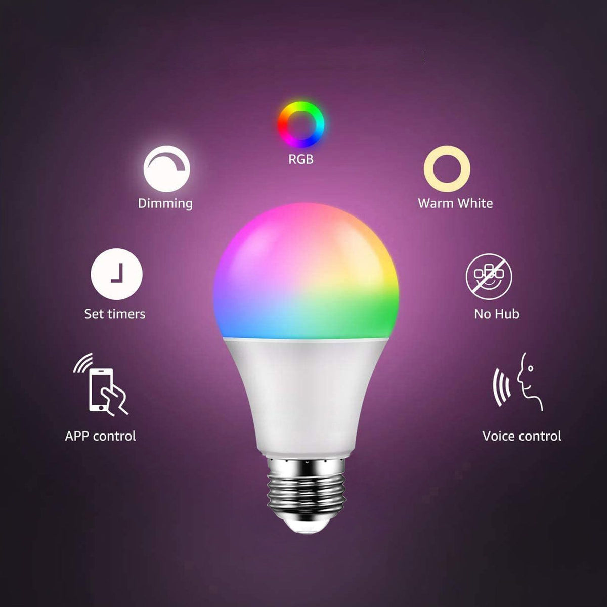 LED Smart Bulb 9W E27 RGB Dimming Light Voice Control Smart Home Bulb for Google 85‑265V